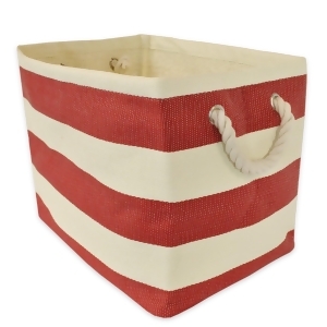 17 Tange Red and Ivory Striped Pattern Large Sized Rectangular Paper Basket - All
