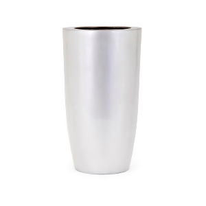 12.5 Silver Pearlescent Enamel Finish Large Cylindrical Decorative Vase - All
