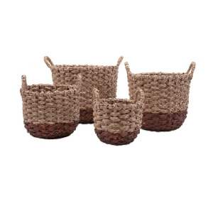 Set of 4 Two-Toned Persimmon Hand Woven Rush Baskets - All