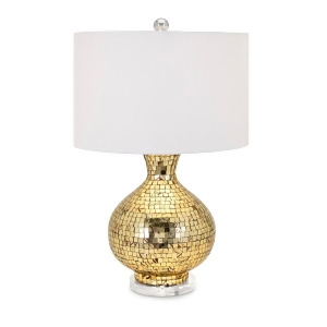 24.5 White and Glossy Gold Radhi Mosaic Decorative Table Lamp with Base - All