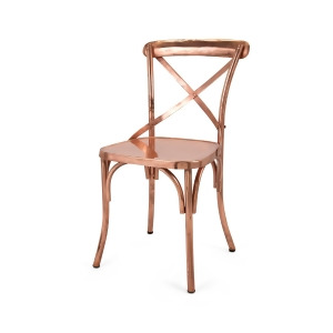 34 Copper Finished Decorative Contemporary Styled Crossed Back Chair - All