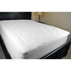 Bright White with Light Polka Dots Quilted Hypoallergenic Plush Queen Mattress Pad 60 x 80 - All
