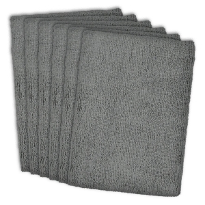 Set of 6 Solid Gray Popcorn Patterned Microfiber Dish Towels 23.75 x 15.75 - All