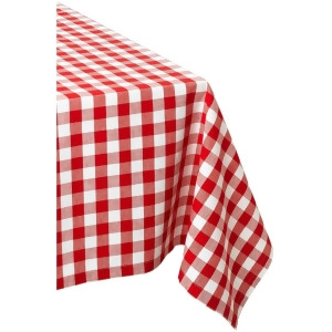 84 x 60 White and Red Checkered Pattern Rectangular Seamless Tablecloth - All
