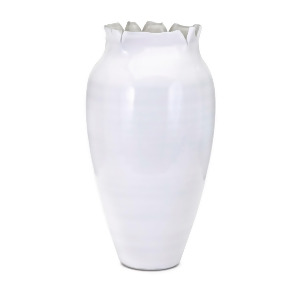 19 White Opaque Finished Cylindrical Glass Vase in Torn Top Rim - All