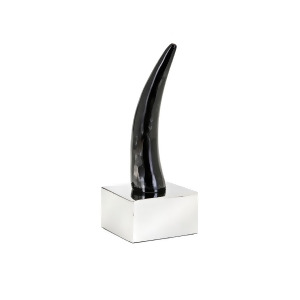 White and Glossy Black Tabletop Morgan Small Decorative Horn with Base 9.5 - All