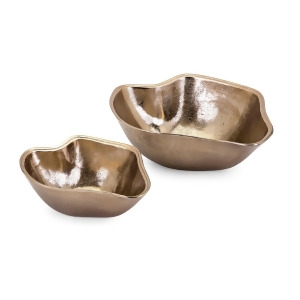 Set of 2 Golden Brown Table-Top Decorative Glossy Finish Wavy Bowls 14 - All