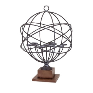 29.75 Iron and Wood Cowboy Armillary Votive or Tea Light Candle Holder - All
