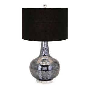 28 Raven Black and Glossy Silver Rabi Mosaic Decorative Table Lamp - All