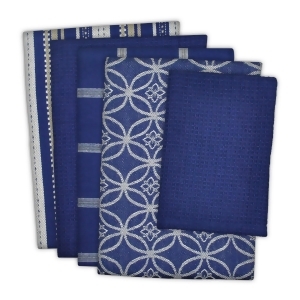 Set of 5 Nautical Blue and White Multiple Patterned Dishcloths/Dishtowels 28 - All