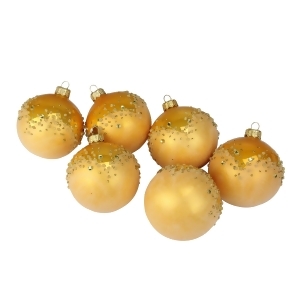 6Ct Shiny Embellished Gold Colored Christmas Ball Ornaments 3.25 80mm - All