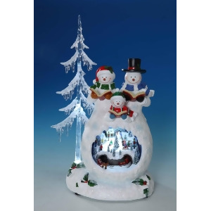 Set of 2 Led Musical Snowmen Choir With Winter Scene Table Top Decor 13.5 - All
