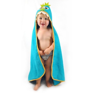 32 x 32 Blue Solid Pattern Monster Printed Kids Hooded Towel with Piping - All