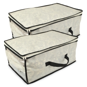 Set of 2 Gray Damask Patterned Soft Storage Bins with Zipper Closure 18 - All