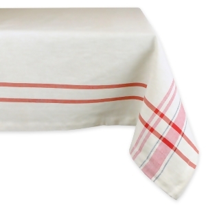 Ivory and Red French Striped Design Rectangular Tablecloth 84 x 60 - All