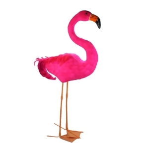 39.5 Standing Hot Pink Feathered Flamingo Decoration - All