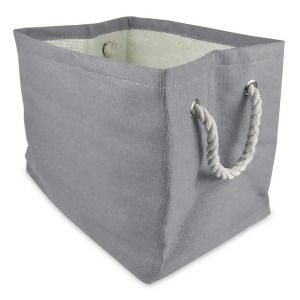 17 Gray Solid Pattern Large Sized Rectangular Paper Basket with Rope - All