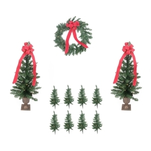 Pre-lit Traditional Pine Artificial Outdoor Christmas Entrance Set- Clear Lights - All
