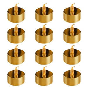 Club Pack of 12 Gold Plated Flickering Amber Led Tea Lights 1.75 - All