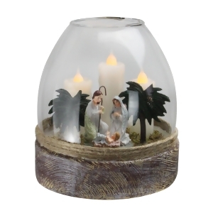 5 Clear Glass Joseph Mary and Jesus Figurine Flickering Candle Jar - All
