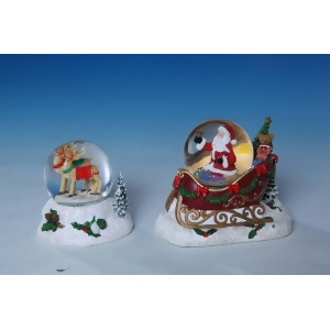 Set of 2 Santa and Reindeer Miniature Christmas Water Globes 4 - All