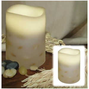 5.5 Ivory Embedded Seashells Flameless Led Lighted Flickering Wax Pillar Candle - All