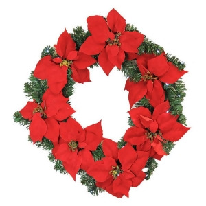 22 Pre-Lit Red Artificial Poinsettia Christmas Wreath Clear Led Lights - All