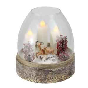 5 Clear Glass Reindeer Scene Flickering Candle Winter Jar Decoration - All