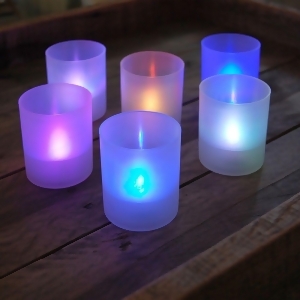 Pack of 6 Frosted Votive Holder with Color Changing Led Lights and Timer 2.5 - All