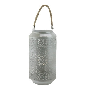 11.75 Gray Metal Led Indoor/Outdoor Lantern with Rope Handle - All
