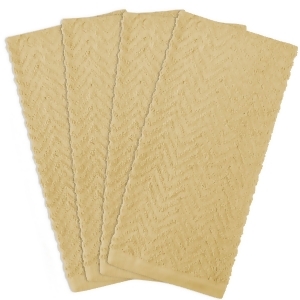 Set of 4 Beige Zigzag Pattern Indoor Kitchen Dish Towels 18 X 28 - All