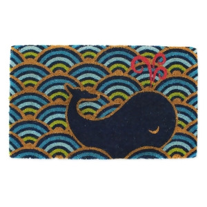 30 x 18 Warm Colored Abstract Styled Breathing Whale Design Doormat - All