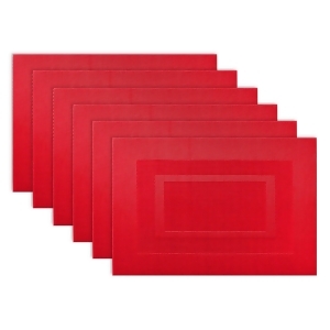 Set of 6 Tango Red Contemporary Designed Double Framed Rectangular Placemats 19 x 13 - All
