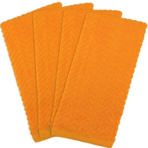 Set of 4 Orange Zigzag Pattern Indoor Kitchen Dish Towels 18 x 28 - All