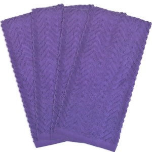Set of 4 Purple Zigzag Pattern Ultra Absorbent Rectangular Dish Towels 16 x 28 - All