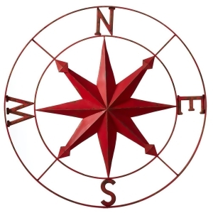 Pack of 2 Distressed Red Metal Coastal Compass with Star Points Wall Decor 30 - All