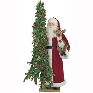 57 Father Christmas Oh Deer Santa with Reindeer and Pre-Lit Tree Clear Led Lights - All