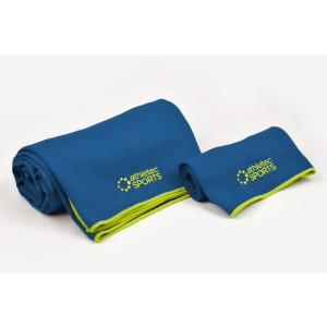 Set of 2 Neon Green and Blue Rectangular Hand Towel and Yoga Towel 70 x 27 - All