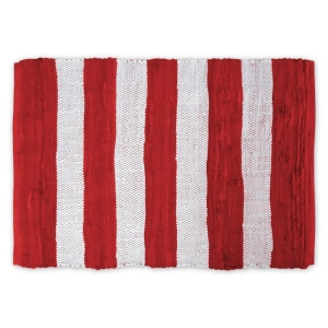 4' x 6' Tango Red and White Striped Double Sided Rectangular Rag Rug - All