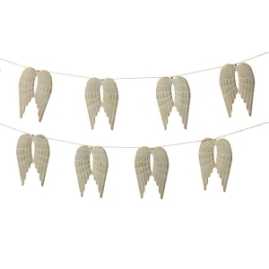 Set of 4 Light Gray and Cream White Metal Decorative Angel Wing Garland 72 - All