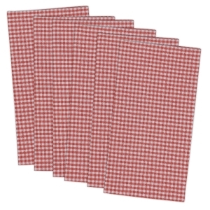 Set of 6 Red and Gray Small Coral Check Patterned Square Napkins 20 - All