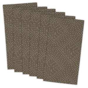 Set of 6 Brown and White Buffet Natural Dot Printed Square Napkins 18 - All