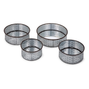 Set of 4 Metallic Silver Galvanized Finish Decorative Round Wall Mirrors 20.25 - All