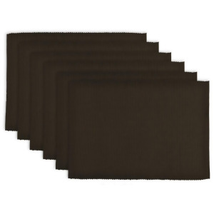 Set of 6 Chocolate Brown Ribbed Design Rectangular Placemats 13 x 19 - All
