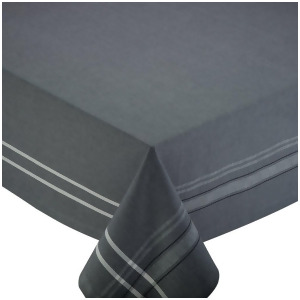 84 French Gray Chambray Striped Border Rectangular Tablecloth - All