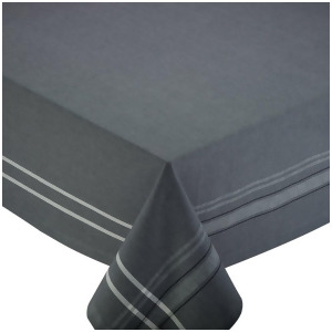 84 French Gray Chambray Striped Border Rectangular Tablecloth - All