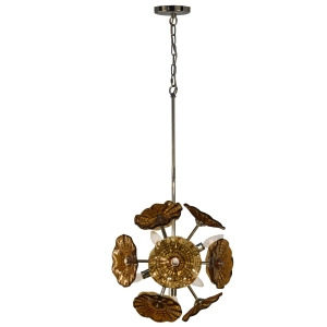 40 Burnt Sienna Floral Pattern Hanging Ceiling Light Fixture - All