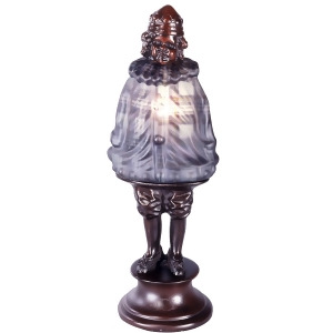 12.5 Gray Art Glass Scotch Boy Plaid Antique Bronze Accent Lamp - All