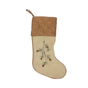 22 Tan Embroidered Pine Cone Christmas Stocking - All