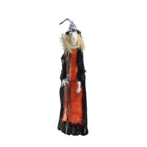 30 Orange and Black Burlap and Straw Glittered Standing Witch Halloween Decoration - All